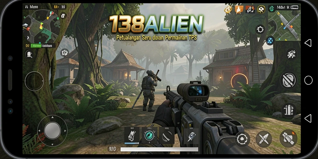 Tampilan seru dari gameplay 138ALIEN dalam aksi pertempuran TPS.