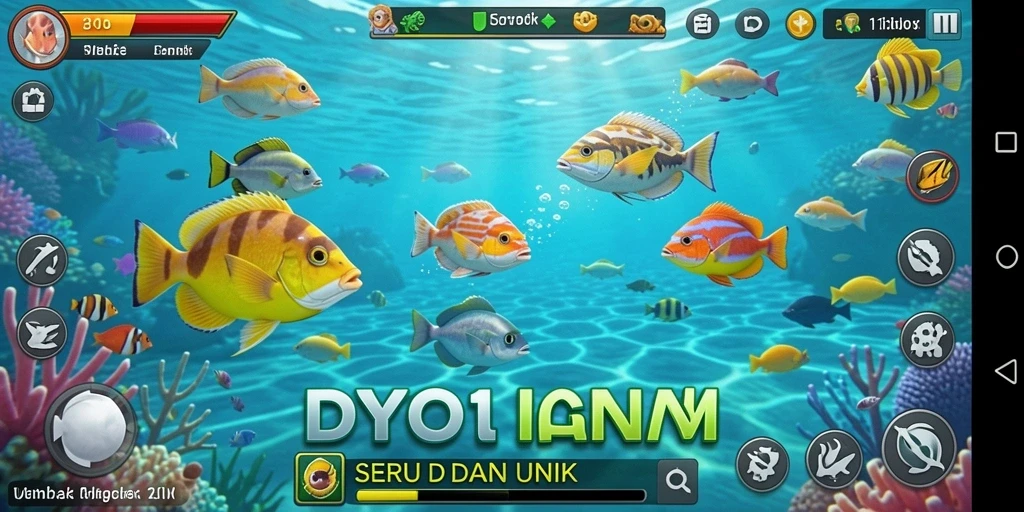 Tampilan gameplay DYO1 yang seru saat menembak ikan.