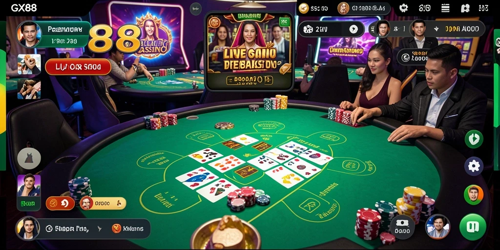 Tampilan gameplay GX88 yang menarik dalam suasana Live Casino.