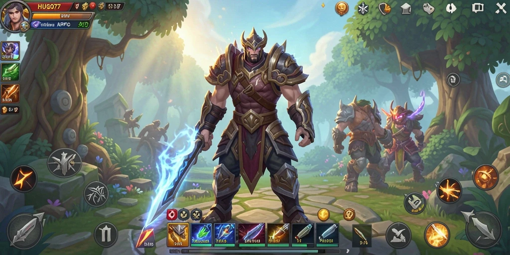 Tampilan gameplay HUGO77 yang menakjubkan dengan aksi pertarungan seru.
