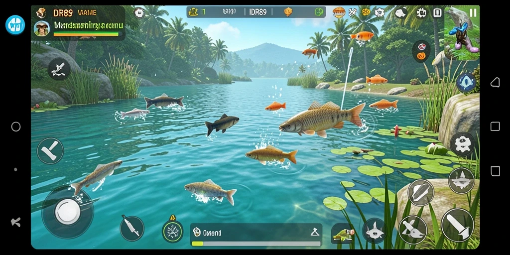 Screenshot gameplay IDR89 yang menampilkan aksi memancing yang mengasyikkan.