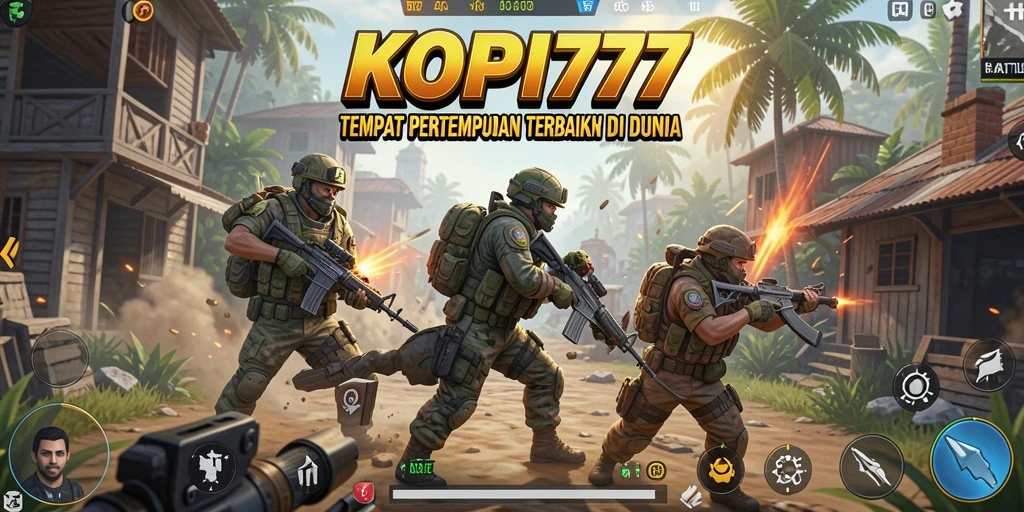 Gameplay KOPI77 menunjukkan pertempuran seru di arena Battle Royale.