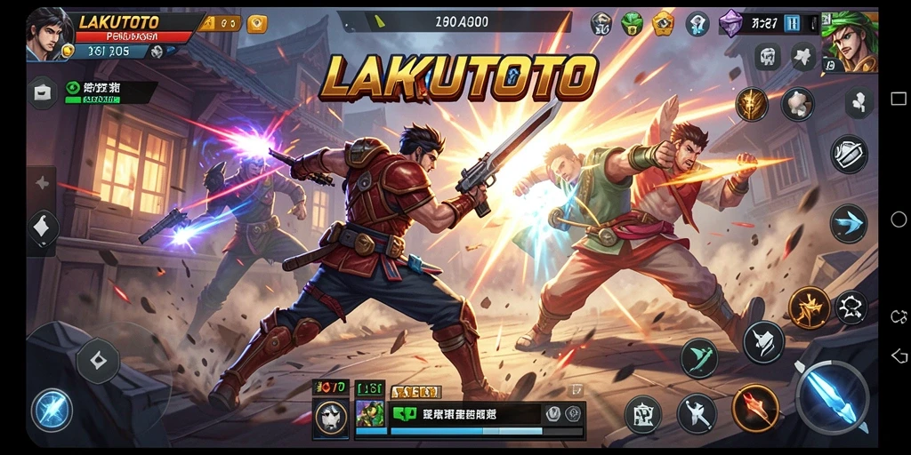 Tampilan gameplay menegangkan dari LAKUTOTO dengan aksi pertarungan yang intens.