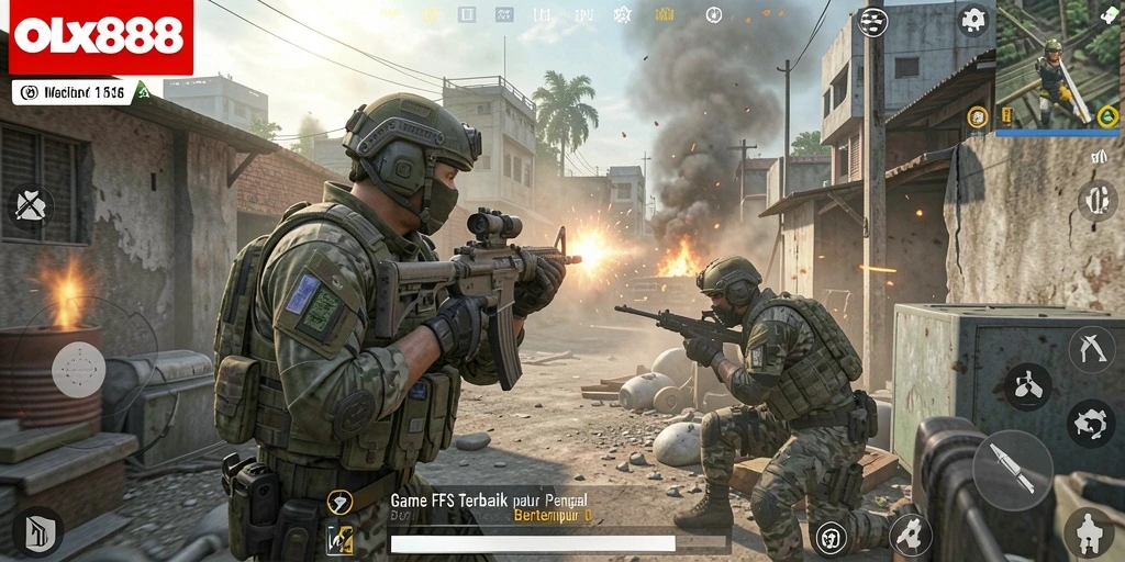 Gameplay intens OLX888 dengan aksi tembak-menembak yang mendebarkan.