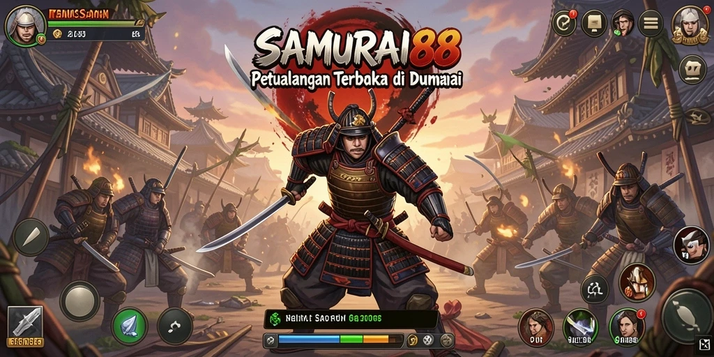 Tampilan gameplay <strong>SAMURAI88</strong> menunjukkan aksi seru di dunia terbuka samurai.